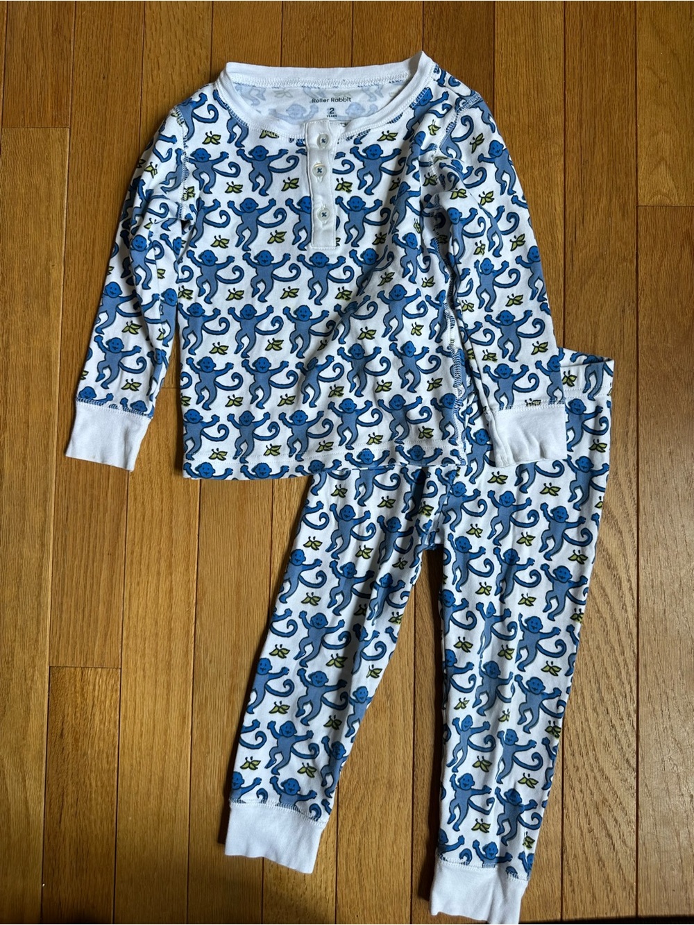 Roberta Roller Rabbit Blue Monkeys Long Sleeve Pajamas 2T